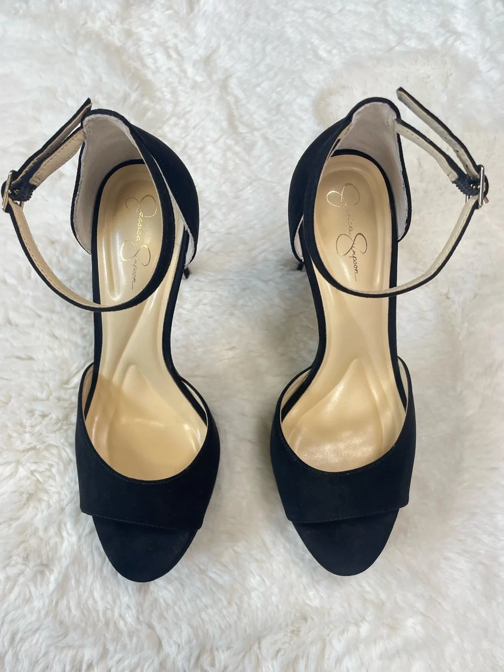 Jessica Simpson Sohilea Black Suede Ankle-Strap Platform Heels Size 8.5M